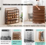 5-Tier Bamboo Shoe Rack - Foldable Wooden Storage Shelf for Entryway Hallway & Bedroom - Space-Saving Stylish Design - 70cm Tall Ideal for Small Spaces - Image 5