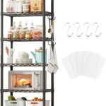 6 Tier Shelving Unit Adjustable Storage Shelf Metal Storage Rack Wire Shelves 16.54" L x 11.82" W x 63" H for Pantry Closet Kitchen Laundry (Black, 6 Tier)