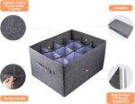 Closet Organizer, 12-Cell Drawer Storage Box for Clothes Jeans Pants Sweaters Towels T-Shirts, Wardrobe Shelf Divider for Home Closet Storage, Foldable Durable Fabric Organizer, 1 Pcs Gray - Image 8