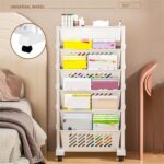 5 Tier Storage Rack, Multilayer Large Capacity Storage Shelf Organizer with Wheels, Multifunctional Storage Carts for Kitchen, Office, Living Room, Bathroom - Image 4