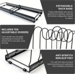 SKY-TOUCH Pot and Pan Organizers Rack : Expandable Pot Lid Organizer Holder with 10 Adjustable Compartment Cookware Plate Rack for Kitchen Cabinet Black - Image 5