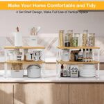 YelaJoy Set of 2 Cabinet Shelf Organizer – Stackable, Expandable Kitchen Countertop Storage Shelves, Spice Rack for Pantry, Bathroom & Under-Sink, Natural - Image 3