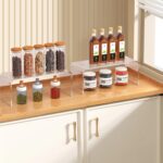 Angju Spice Rack, Acrylic Clear Shelf Riser Set of 2, Kitchen Cabinet Shelf Organizer, Spice Organization for Cabinet Shelves Countertop Desk Organizer, 5mm Thick Rack for Dishes, Soda Cans & Cup - Image 2