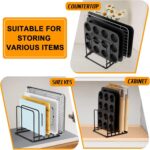 Kitchen Organizer Rack - 5-Slot Heavy-Duty Cutting Board and Bakeware Holder, Adjustable Stainless Steel Compartments Holder, Rust-Resistant with Anti-Slip Feet for Countertop or Cabinet Storage - Image 6
