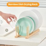 Bamboo Dish Drying Rack 3 Pack, Wooden Plate Organizer Holder for Dishes Bowls Cups Pot Lid Cutting Board, Kitchen Cabinet Storage Rack - Image 9