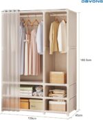 DAYONG 109 * 45 * 166.5CM Foldable Wardrobe, Portable Closet with 2 Hanging Rods and 4 Storage Shelves, Non-Woven Fabric And Dustproof Deisgn For Using in Bedrooms and Apartments - Image 2