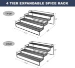 YelaJoy 2-Pack 4-Tier Expandable Spice Rack Organizer for Cabinet – Metal Step Shelf with Anti-Slip Rails, Adjustable Storage for Kitchen Cabinets & Countertops (Black, Two Sizes) - Image 2
