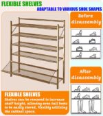 Foldable Shoe Rack 6-Tier Shoe Storage Organizer Cabinet, Narrow Shoes Shelf for Entryway Bedroom Closet, Space Saving Shoe Stand for Men & Women, Easy Assembly (Gold) - Image 5