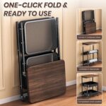U-HOOME 3 Tier Rolling Cart with Wooden Tabletop,Foldable Metal Storage Trolley Cart Organizer Printer Table Cart,Movable Storage Cart Organizer with Wheels for Kitchen,Office,Bedroom - Image 4