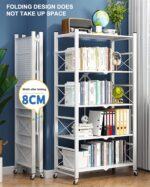 5-Tier Storage Shelving,Display Rack Storage Shelf Organizer,Foldable Storage Shelves Unit,Metal Organizers Rolling Cart Display Rack,Shelf Home Kitchen Laundry Closet Cabinet - Image 4