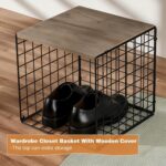 Angju 3-Tier Stackable Closet Organizers and Storage Basket, Shelves with Wood Top, Foldable Clothes Storage Bin/Cube Drawer Organizer for Wardrobe, Space-Saving, Closet Organization - Image 4