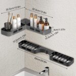 Corner Shower Caddy, U Shaped Rotating Wall Mounted Corner Shelf, Stainless Steel Punching Free Bathroom Storage Shelves, Foldable Kitchen Counter Organizer, Dark Grey, 2 Pack - Image 2