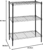 Amazon Basics 3-Shelf Narrow Storage Unit On Wheels With Height Adjustable Shelves and Levelling Feet, 340 kg Max Weight, Black, 34 cm D x 58.9 cm W x 83.2 cm H - Image 7