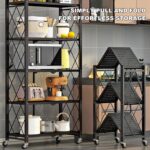 Foldable Storage Shelves 5 Tier, Storage Racks Kitchen Cabinet, Shelf Storage Multipurpose Rack for Living Room Bedroom Kitchen Garage Easy Assembly Black - Image 6