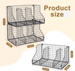 THE WHITE SHOP 2 Pack Stackable Can Rack Organizer for Pantry Storage,Can Dispensers with 4 Adjustable Dividers, 2-Tier Metal Wire Basket Beverage Pop Soda Rack for Kitchen Cabinet Pantry, Black L - Image 2