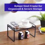 HOME DWELL Kitchen Cabinet Organizer Shelf 32 cm, Kitchen Shelf Riser for Cabinets & Countertops, Wire Rack Storage Organizer for Mugs, Plates & Pantry, Black - Image 4