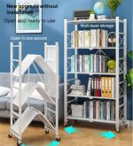 5-Tier Storage Shelving,Display Rack Storage Shelf Organizer,Foldable Storage Shelves Unit,Metal Organizers Rolling Cart Display Rack,Shelf Home Kitchen Laundry Closet Cabinet - Image 3