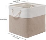 Storage Bins for Organizing (4 Pack), Extra Large Fabric Storage Baskets for Shelves with Ropes, Foldable Storage Cubes for Home, Office,Closet, Clothes, Toys Organizer(White & Beige 13x13x13 inch) - Image 4
