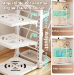 Pots and Pans Organizer under Cabinet, Cutting Board Pot Lid Storage Rack with 6 Adjustable Tiers and 3 Pot Lid Racks, Pan Holder Under Sink, Heavy Duty kitchen Organizer Pot Racks - Image 3