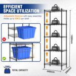 WORKPRO 5-Tier Storage Shelves, Metal Wire Shelving Unit, 44 cm W x 29 cm D x 131 cm H, 250 kg Load Capacity, Adjustable Shelf Rack for Kitchen Pantry Closet Garage - Image 3
