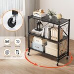 HealSmart 3-Tier Foldable Metal Shelves Heavy Duty Storage Shelving Unit with Wheels, Organizer Shelves for Garage Kitchen Holds up to 750 lbs Capacity, Black - Image 5