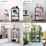 4-Tier Foldable Storage Shelves with Wheels, Metal Display Organizing Rack Shelves Units for Kitchen Home Office Bathroom Garage Living Room - Image 7
