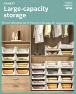 Moonmen Stackable Collapsible Plastic Closet Organizer Drawers, Foldable Storage Bins with Slide Rail Tool-Free, Waterproof Thickened PP Space-Saving Container for Home Bedroom Bathroom Kitchen Office - Image 8