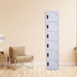 RIGID 6 Door Steel Storage Locker with Shelves | Metal Cabinet for Home, School & Office | Secure Key Lock System, Plastic Handles, Multi-Compartment Organizer, Grey (45D x 38W x 180H cm) Assembled