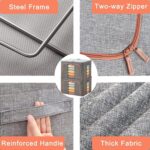 THMINS 100L Clothes Storage Bag,3 Pack Foldable Steel Frame Closet Organizers Storage Containers,Large Storage Bins for Comforters, Blankets, Bedding,Toys, Books,Foldable with Sturdy Zipper - Image 5