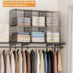 Angju 3-Tier Stackable Closet Organizers and Storage Basket, Shelves with Wood Top, Foldable Clothes Storage Bin/Cube Drawer Organizer for Wardrobe, Space-Saving, Closet Organization - Image 5