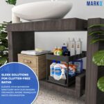 MARKQ Under Sink Organizer – 2-Tier Sliding Storage Rack with Hooks | Multi-Purpose Cabinet Storage for Kitchen, Bathroom & Laundry | Space-Saving Non-Slip Stand (Black) - Image 5