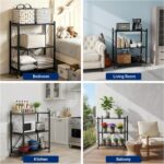 3 Tier Foldable Storage Shelves with Wheels, Metal Collapsible Organization Storage Rack, No Assembly Folding Bookshelf, Rolling Storage Rack Holds 330 Ibs for Kitchen, Bedroom, Garage, Display, Black - Image 6