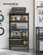 SONGMICS 5-Tier Storage Shelves, Garage Storage, Boltless Assembly, Adjustable Shelving Unit, 11.8 x 29.5 x 59.1 Inches, Load 1929 lb, for Shed Warehouse Basement Kitchen, Black UGLR300B01 - Image 2