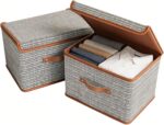 Wardrobe Clothes Organizer, 2-Pack Clothes Drawer Organizer with Lid, Foldable Storage Boxes for Shelves, Clothes Storage Bins for Organizing Clothing, Toys, Books (Grey) - Image 7