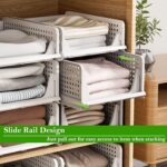 Moonmen Stackable Collapsible Plastic Closet Organizer Drawers, Foldable Storage Bins with Slide Rail Tool-Free, Waterproof Thickened PP Space-Saving Container for Home Bedroom Bathroom Kitchen Office - Image 3