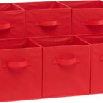 Amazon Basics Foldable Storage Cubes, 6-Pack, Red, 26.6 x 26.6 x 27.9 cm