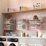 6 Tier Closet Hanging Organizer, Separable Hanging Closet Shelves with 4 Hangers & 5 Hooks, Freestanding Wire Storage Baskets for Clothing Sweaters Socks Handbags, Wardrobe Organization (31x30x152cm) - Image 4