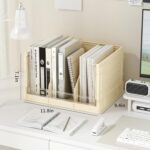 Foldable Desktop Bookshelf - Cream Tabletop Book Organizer with Multi-Storage, Space-Saving Design for Office, Home & Classroom, Compact Shelf for Books, Art Supplies & Stationery (Easy Assembly) - Image 5