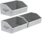 Oasisgalore 3-Pack Trapezoid Closet Organizer with Large Fabric Bins, Foldable Shelf Storage Cubes for Clothes, Books, Blankets