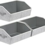 Oasisgalore 3-Pack Trapezoid Closet Organizer with Large Fabric Bins, Foldable Shelf Storage Cubes for Clothes, Books, Blankets