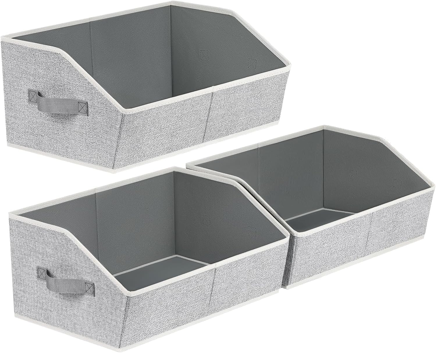 81NSAw5xLuL._AC_SL1500_.jpg Oasisgalore 3-Pack Trapezoid Closet Organizer with Large Fabric Bins, Foldable Shelf Storage Cubes for Clothes, Books, Blankets - Image 1