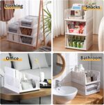 Stackable Plastic Storage Basket, Foldable Closet Organizers and Storage Bins, Drawer Shelf Storage Container for Wardrobe Cupboard Bedroom Bathroom Office, White Large, 2 Pack - Image 5