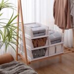 Stackable Plastic Storage Basket, Foldable Closet Organizers and Storage Bins, Drawer Shelf Storage Container for Wardrobe Cupboard Bedroom Bathroom Office, White Large, 2 Pack - Image 6