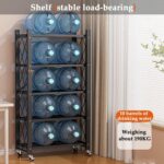Metal Folding Storage Shelves on Wheels 4/5 Tiers Shelving Units for Kitchen Pantry & Garage Foldable Bookcase Black (71.5x34x159cm) - Image 3