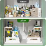 Under Sink Organizer, 2 Pack Pull Out Under Cabinet Storage, 2-Tier Metal Slide Out Sink Organizer for Kitchen & Bathroom, Height Adjustable, Easy Installation - Image 5