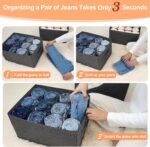 Closet Organizer, 12-Cell Drawer Storage Box for Clothes Jeans Pants Sweaters Towels T-Shirts, Wardrobe Shelf Divider for Home Closet Storage, Foldable Durable Fabric Organizer, 1 Pcs Gray - Image 2