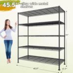 REIBII 45.5''W Wire Shelving Unit, 5 Tier Metal Storage Shelves for Storage Rack, Adjustable Metal Shelving Shelf for Pantry Shelves Kitchen Steel Shelving, Office School, 45.5" W x 71" H x 17.7" D - Image 3