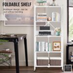 Sulfar 5 Tier Foldable Storage Shelves | Multipurpose Storage Rack for Kitchen, Living Room, Bedroom, Garage | Easy Assembly Cabinet Organizer Shelf (White) | 5-Shelf - Image 4