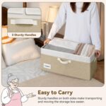 GRANNY SAYS Fabric Storage Box with Lid, Large Storage Box for Shelves, Decorative Storage Basket Organizer, Foldable Bin with Lids for Wardrobe Organizing, Extra Large, White and Khaki, 1-Pack - Image 2