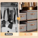 Wardrobe Clothes Organizer, 2-Pack Clothes Drawer Organizer with Lid, Foldable Storage Boxes for Shelves, Clothes Storage Bins for Organizing Clothing, Toys, Books (Grey) - Image 4